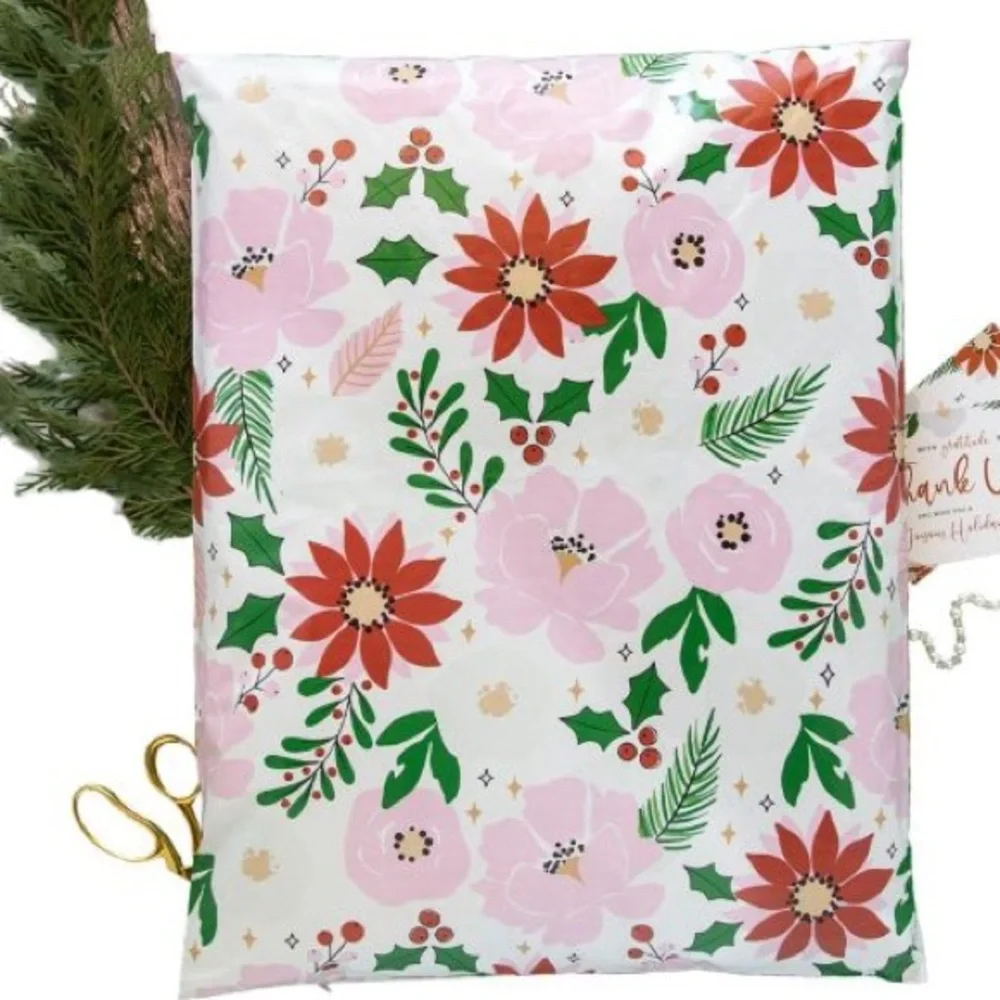 Festive Floral Poly Mailers 10x13 Pack of 25